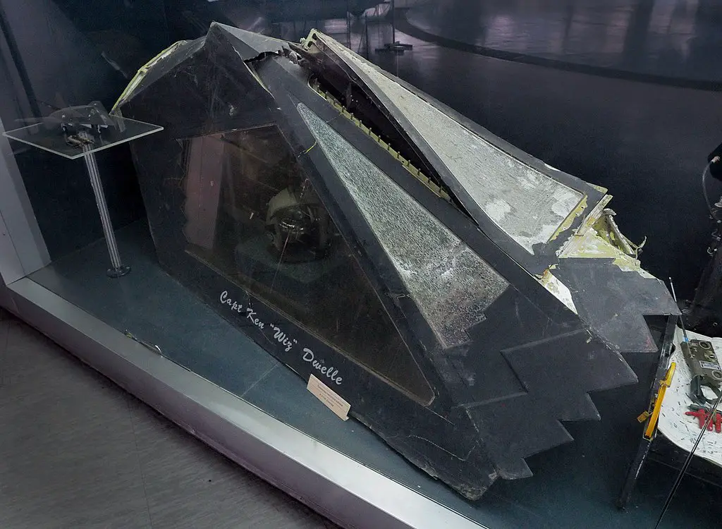 Canopy of F-117 shot down in Serbia at the Museum of Aviation in Belgrade
