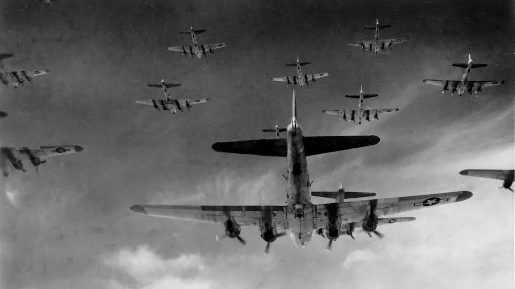 B-17 Flying Fortresses on a bombing run