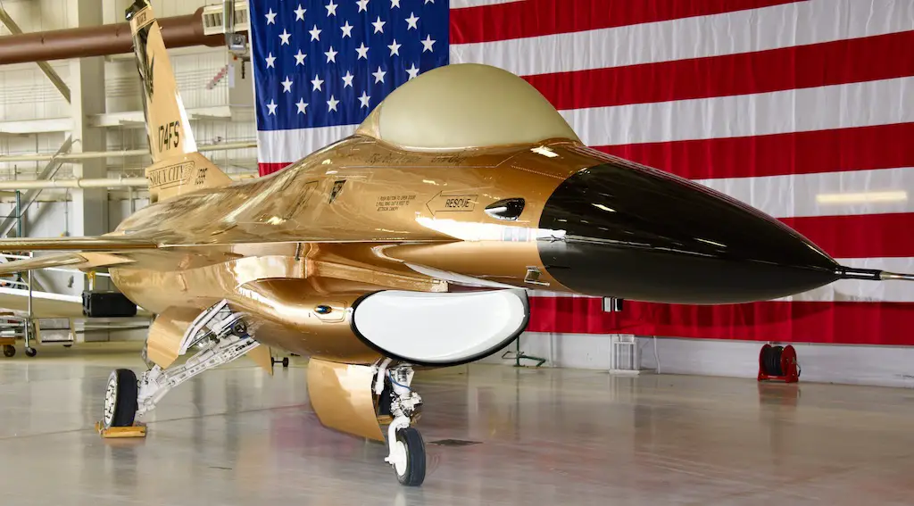 gold U.S. Air Force F-16A Falcon