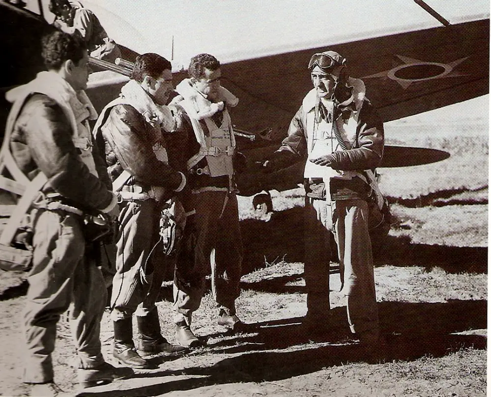 Brazilian fighter pilots before taking off for combat