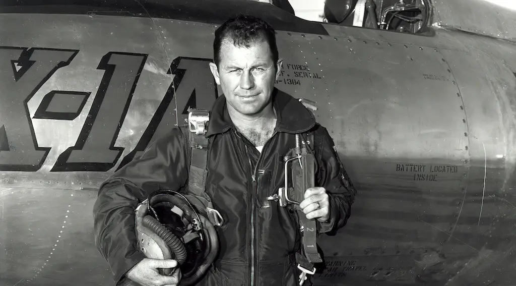 Maj. Charles "Chuck" Yeager and the Bell X-1A at Edwards Air Force Base, Calif