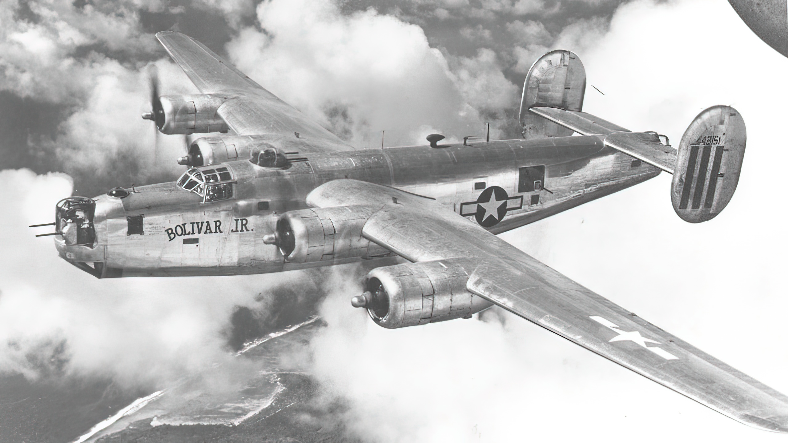 A U.S. Army Air Force Consolidated B-24M-20-CO Liberator (s/n 44-42151) in flight