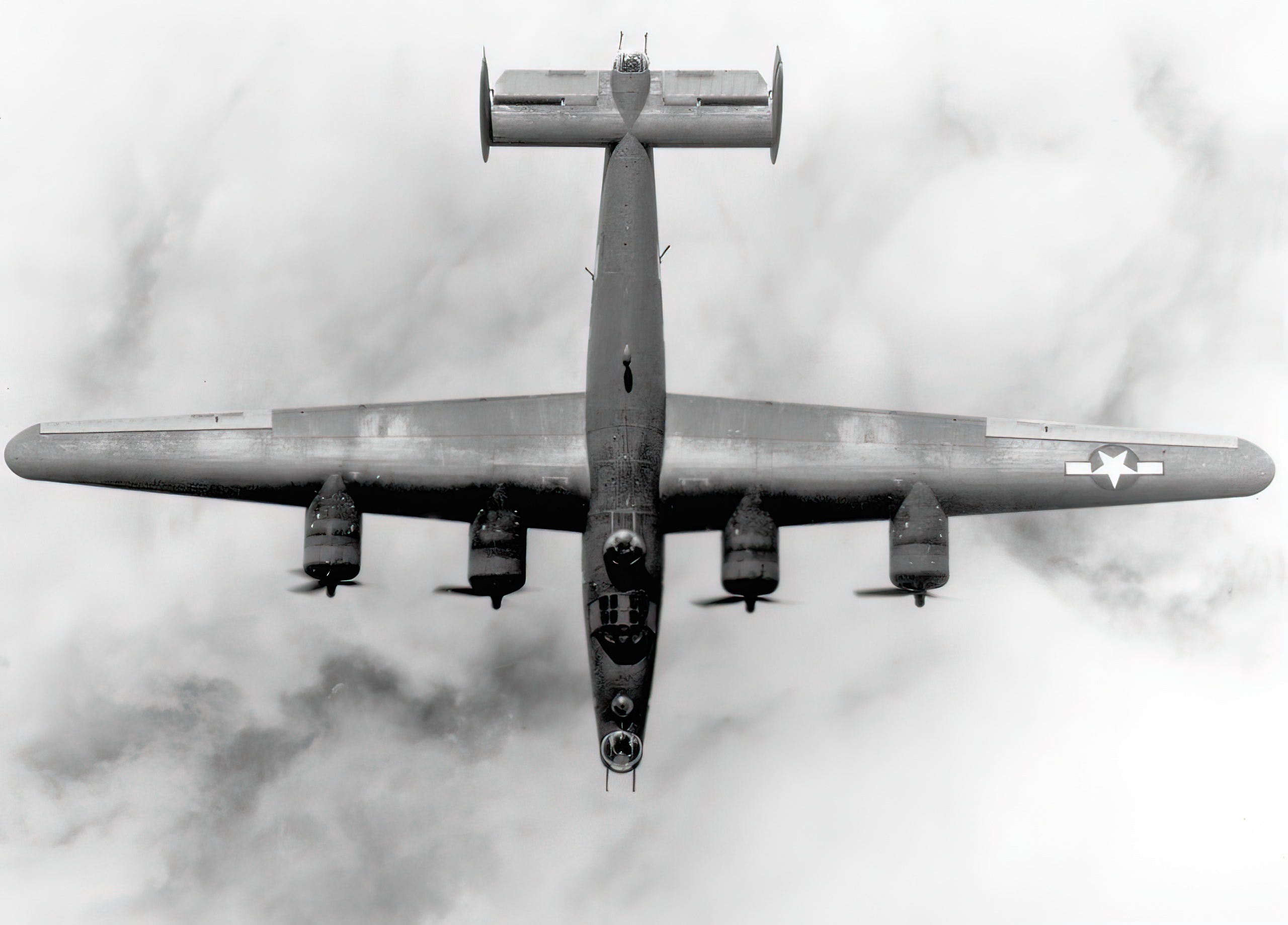 B-24 photographed from above, showing the Davis wing design