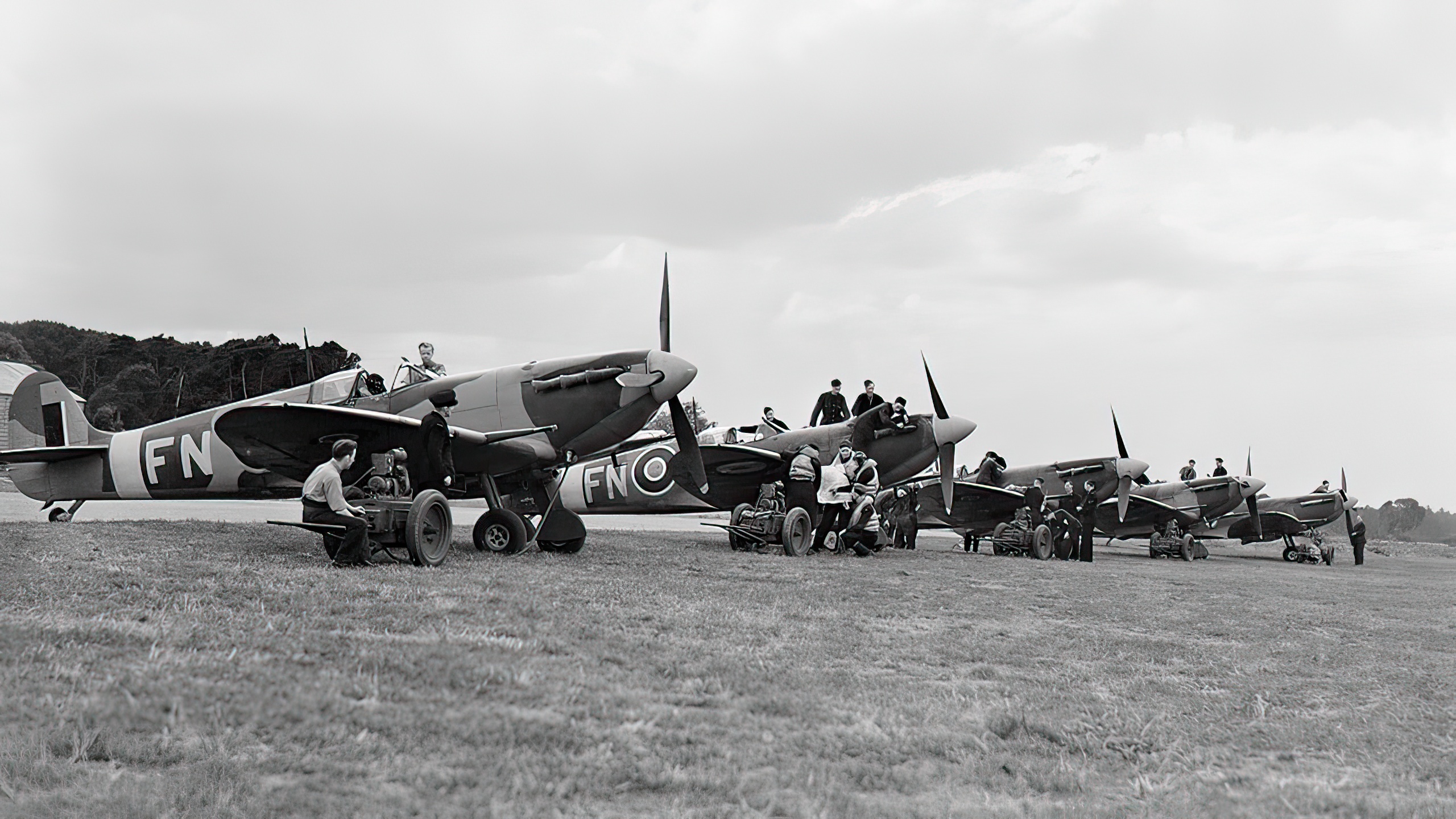 Spitfire VBs of No. 453 Squadron RAAF at Drem in Scotland