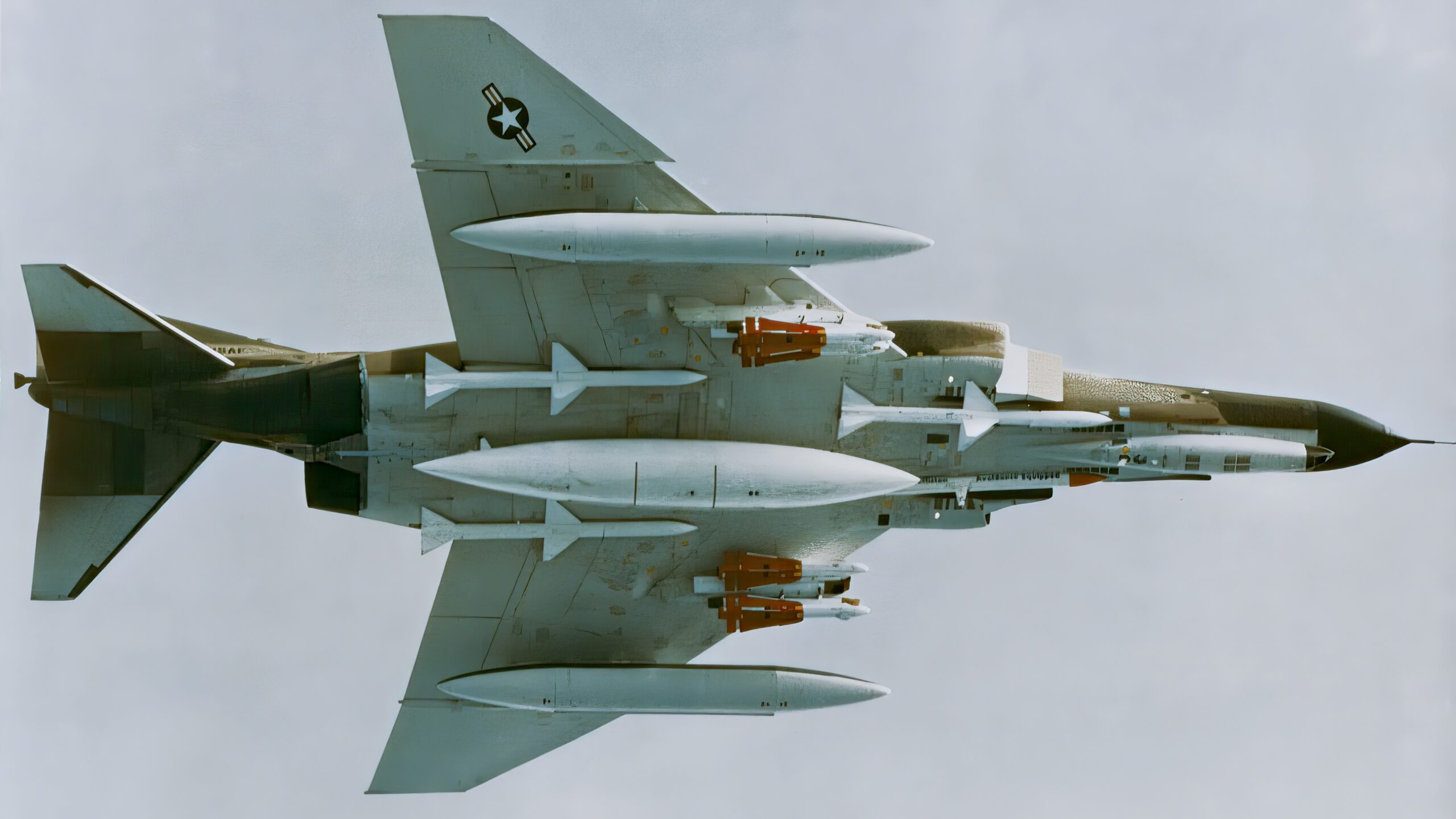 F-4E Phantom II aircraft armed with three AIM-7 Sparrow missiles