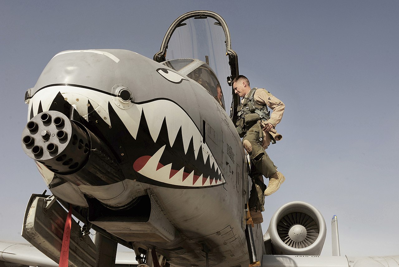 A-10 Thunderbolt II with shark mouth themed nose art
