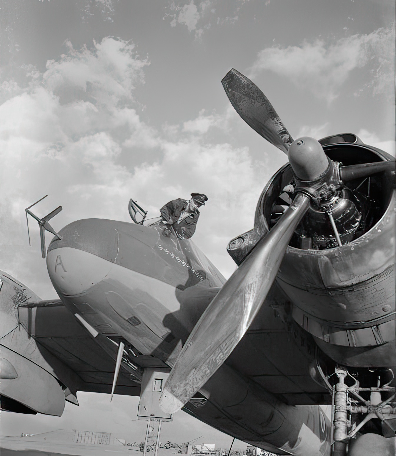 Bristol Beaufighter Mark VIF, V8762 'A'. The aircraft is equipped with AI Mark IV radar