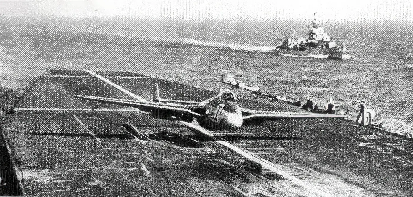 dehavilland vampire on HMS Warrior