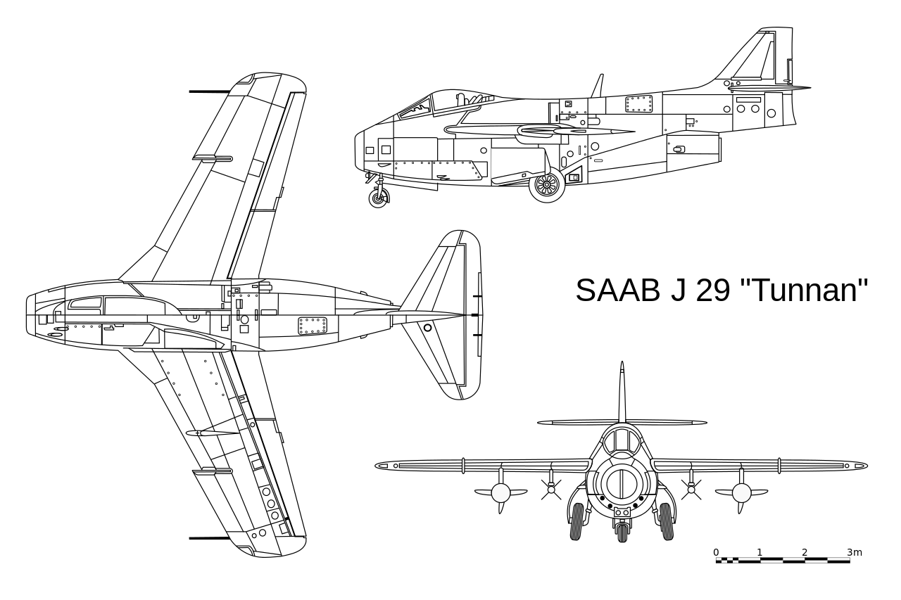 SAAB J 29 Tunnan 3D Drawing