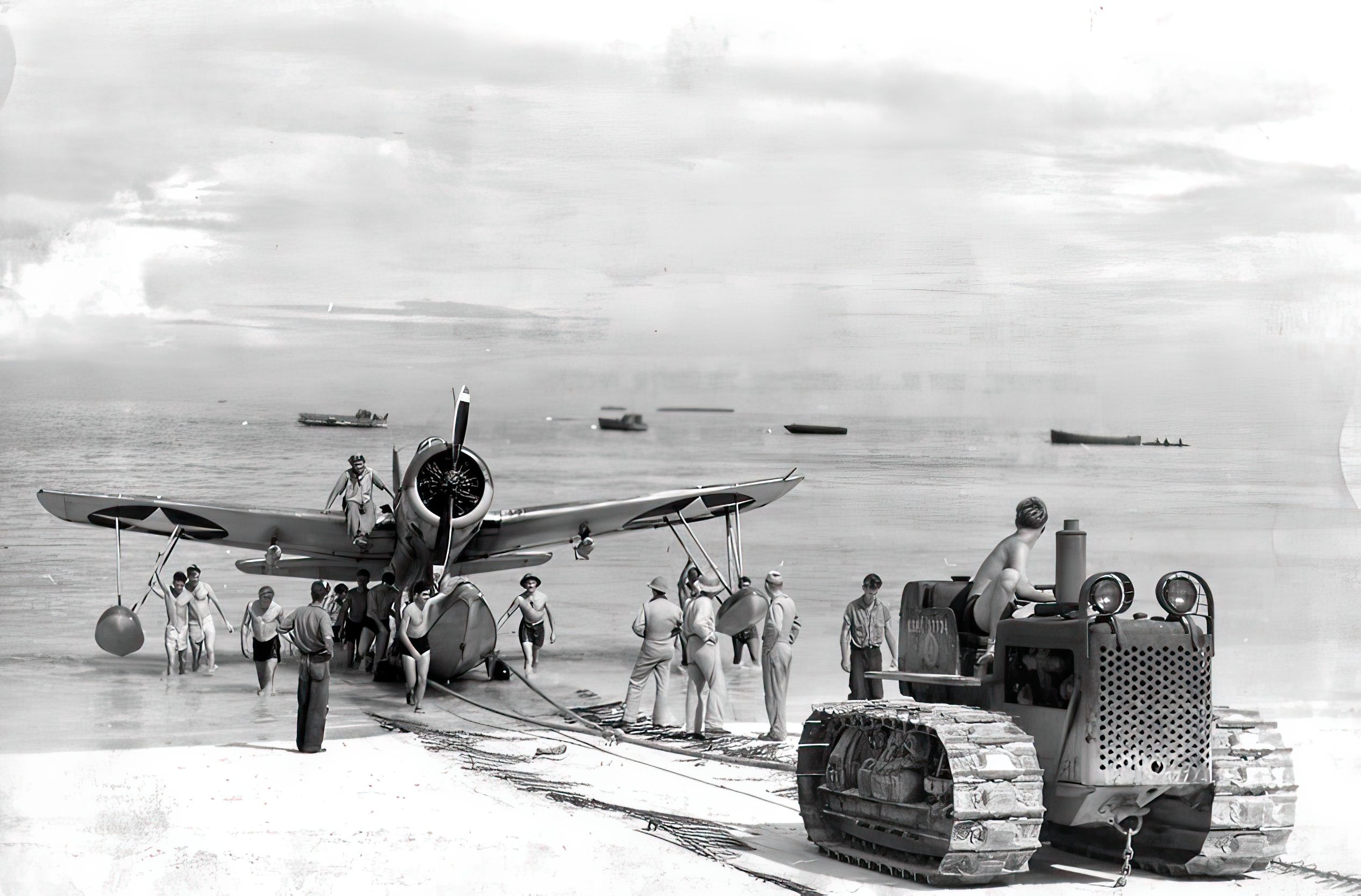 U.S. Navy Vought OS2U-2 Kingfisher Funafuti Beach US Navy