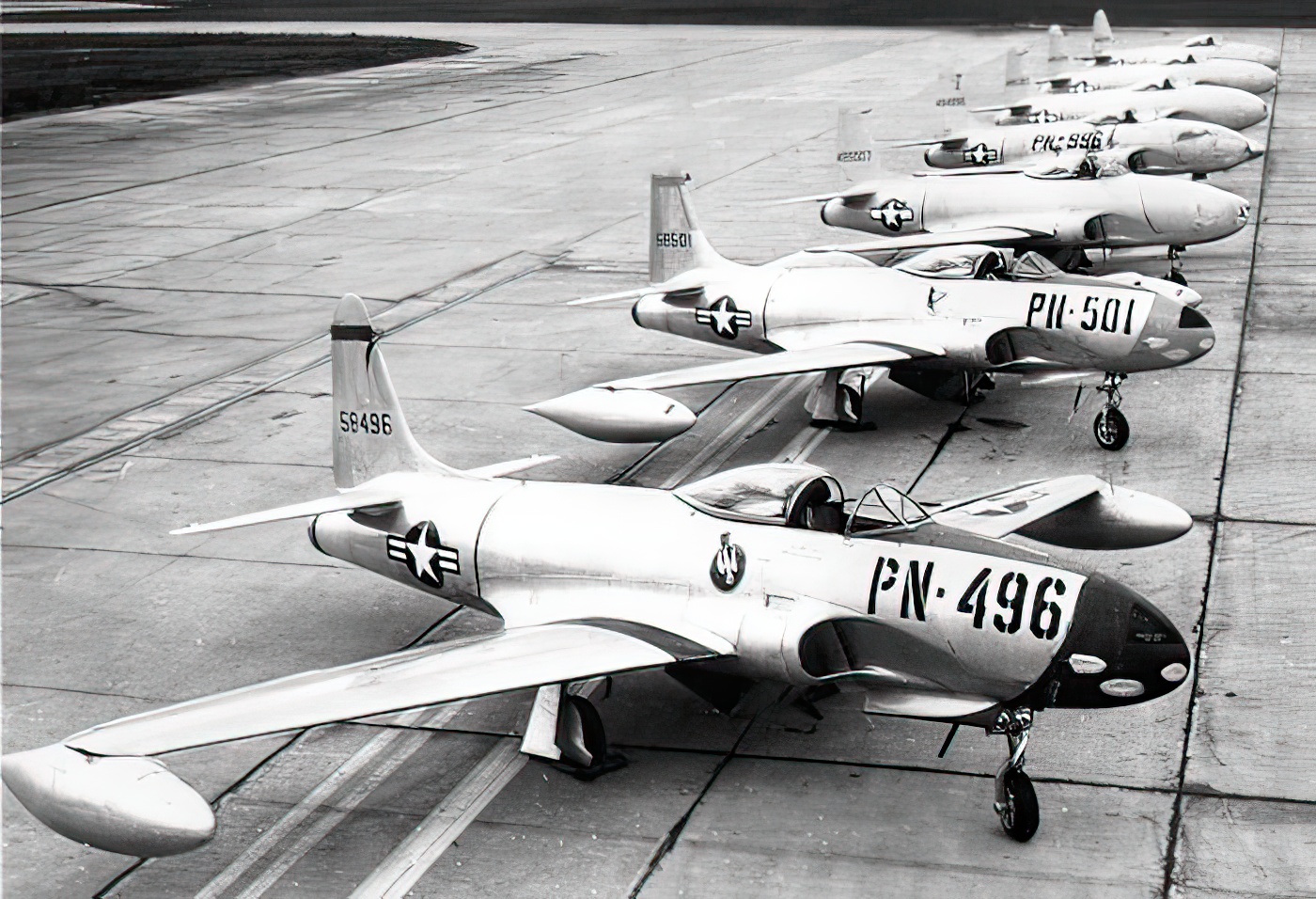 Production P-80 Shooting Stars at Langley Air Force Base