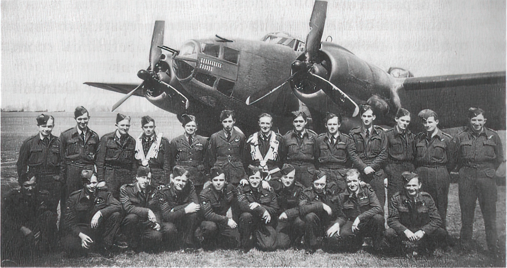 New Zealand non-commissioned aircrew serving with the RAF in No. 487 Squadron RNZAF at Methwold in front of Lockheed Ventura EG-A in early 1943