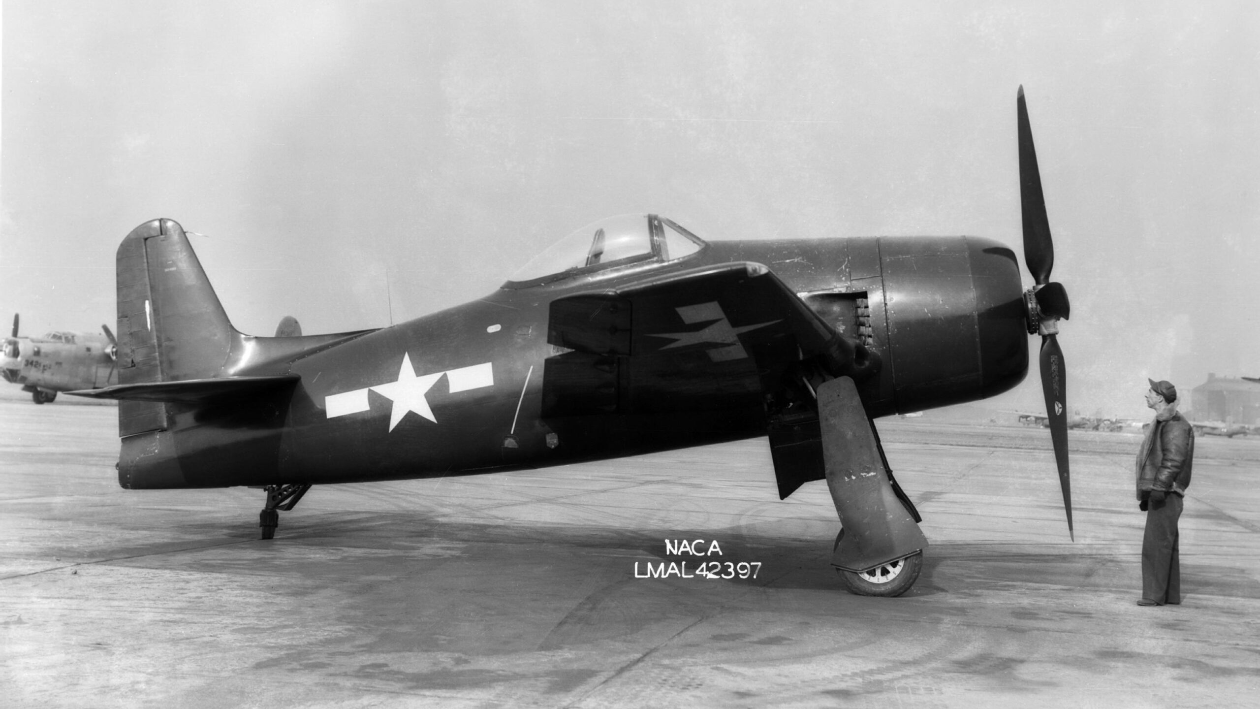 U.S. Navy Grumman XF8F-1 Bearcat prototype at the NACA Langley Research Center on February 5 1945