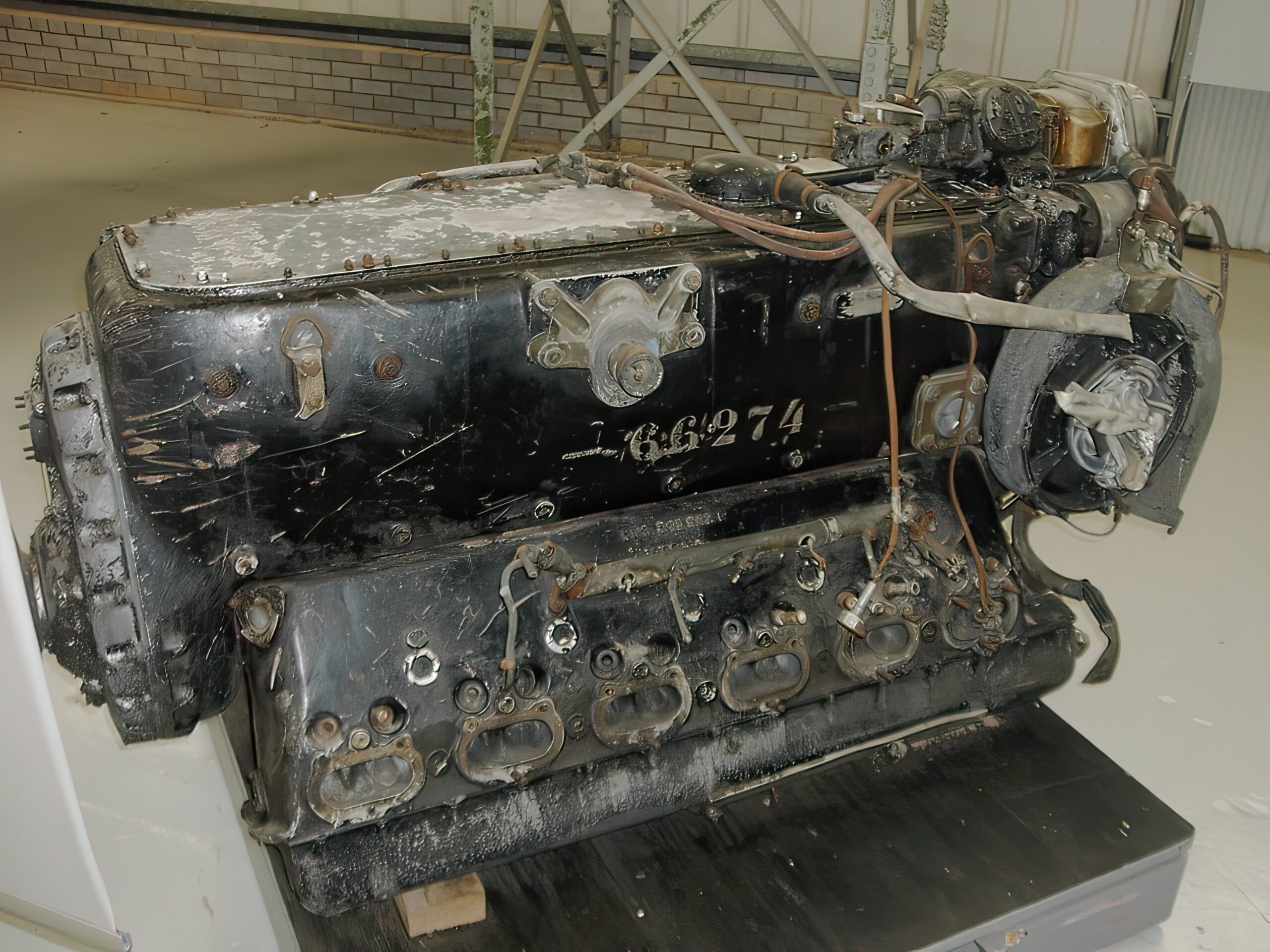 One of the engines of a Messerschmitt BF110 plane