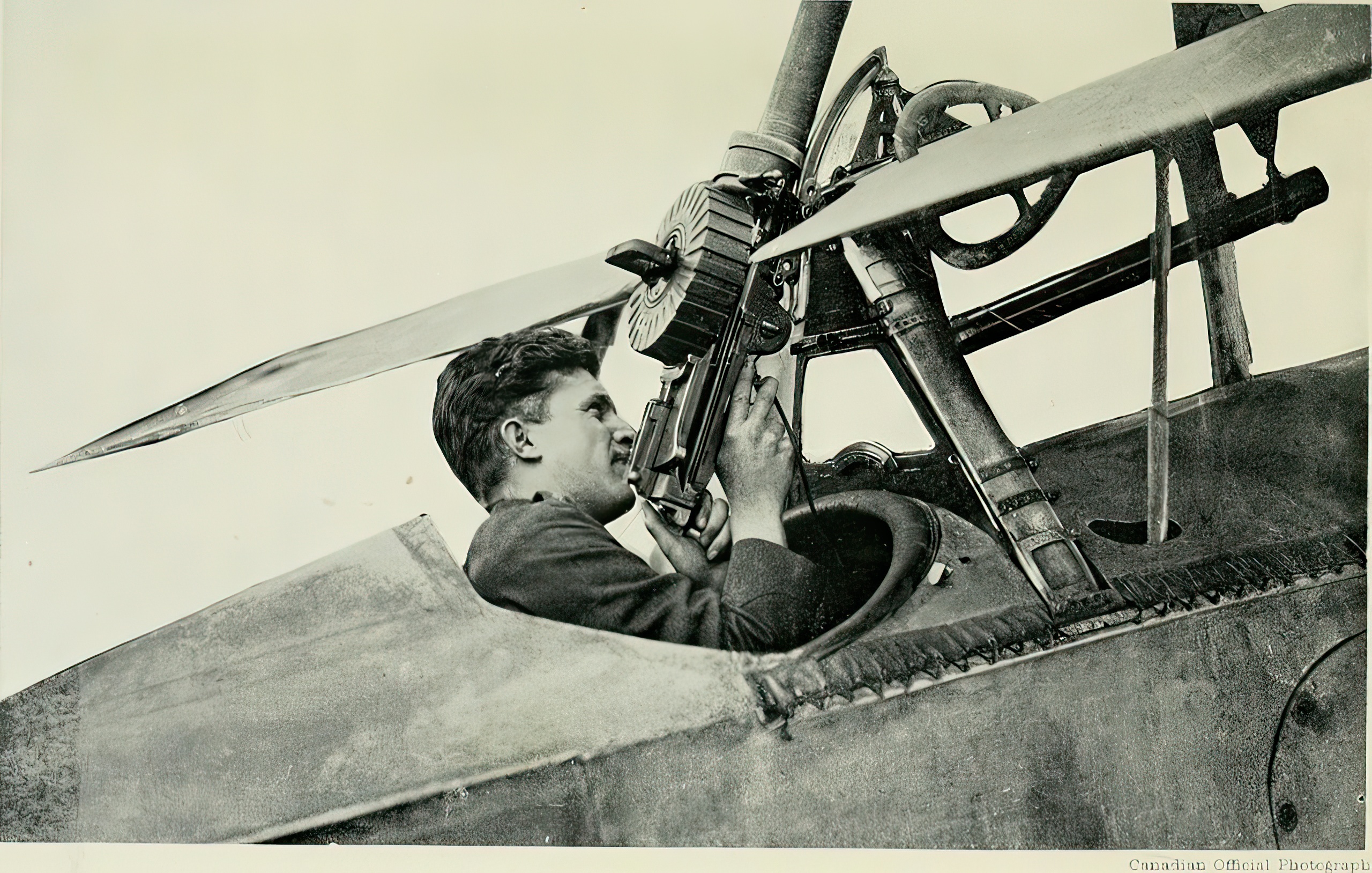 Nieuport 23 with Lewis tipped back