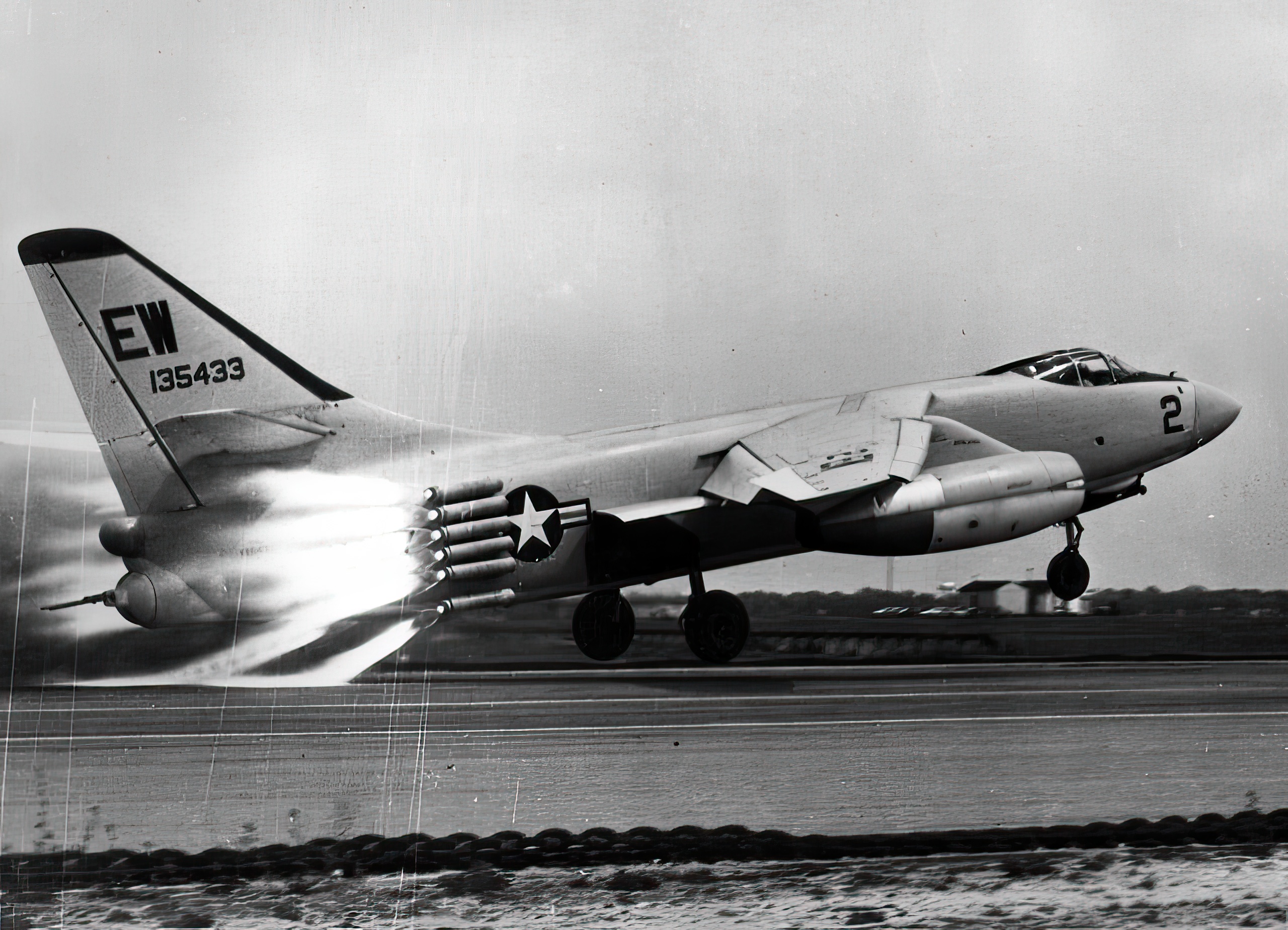 A U.S. Navy Douglas A3D-1 Skywarrior (BuNo 135433) of Heavy Attack Squadron