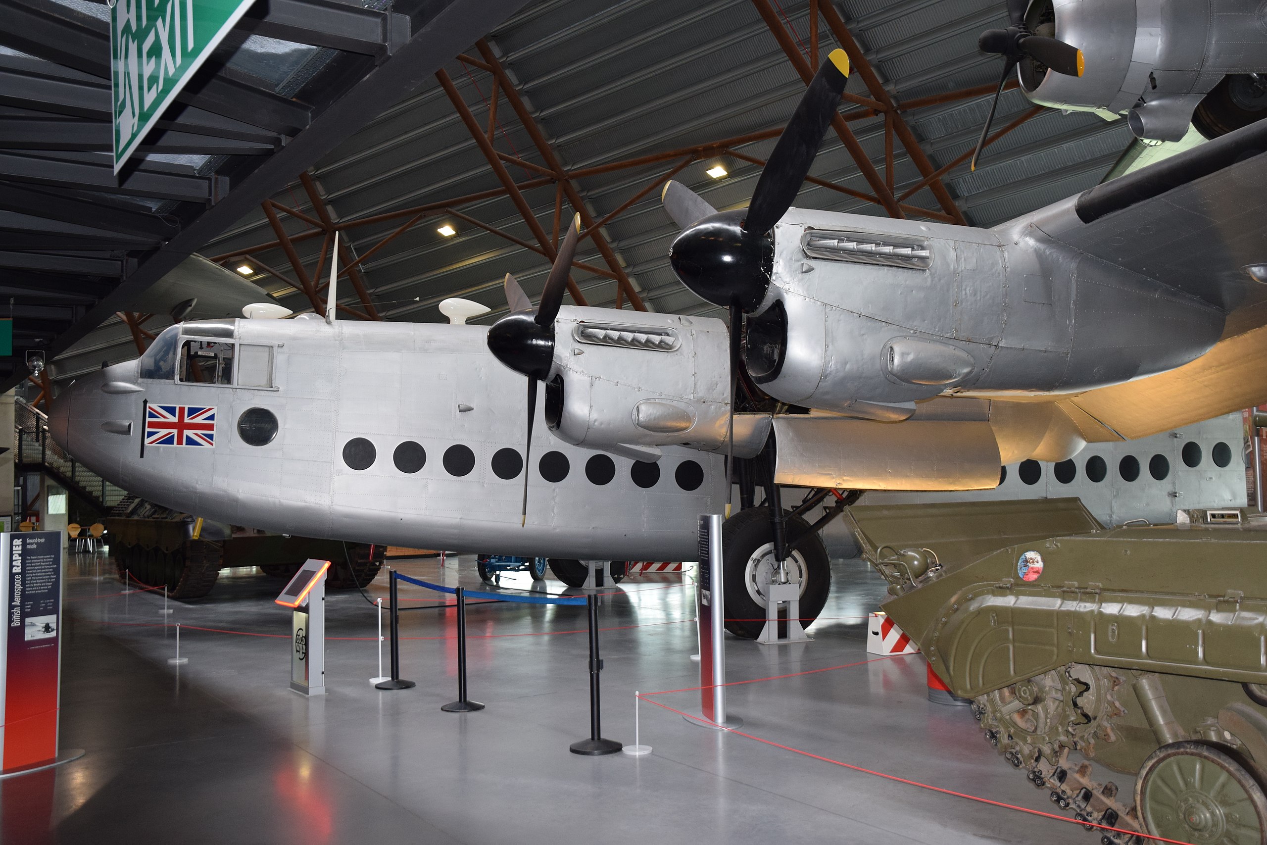 Avro York C1 at the RAF Museum, Cosford, Shropshire, 8 July 2020. The York was a civil and military transport employing the wings, engines and undercarriage as the Lancaster heavy bomber