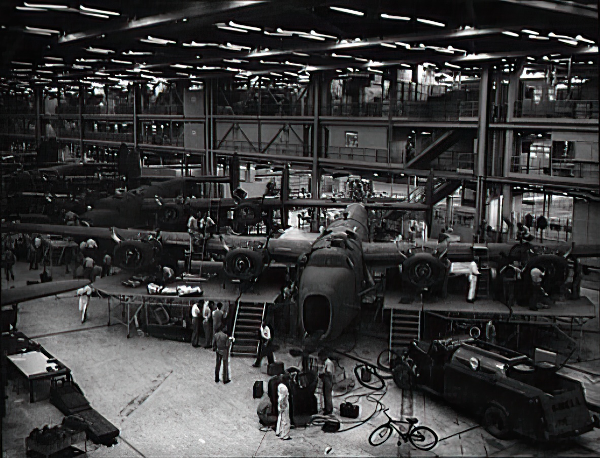 View of the production line of the Consolidated C-87 Liberator Express transport, in late 1942