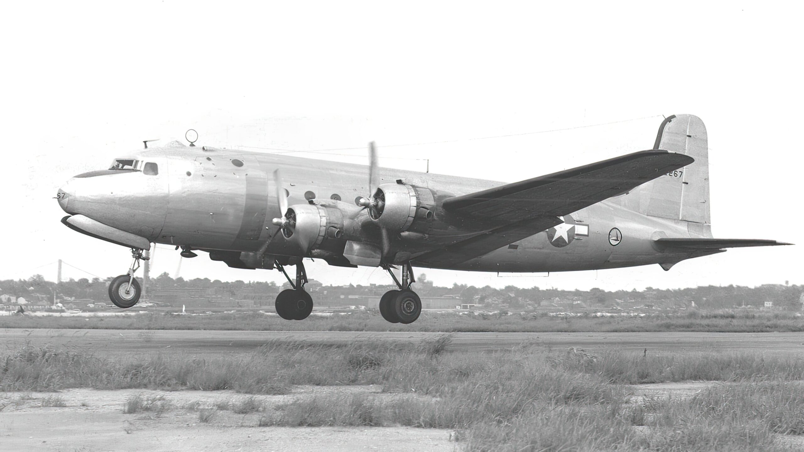 Taking off at LaGuardia Field, NY, on August 4, 1945.The Air Transport Command insignia is on rear of fuselage