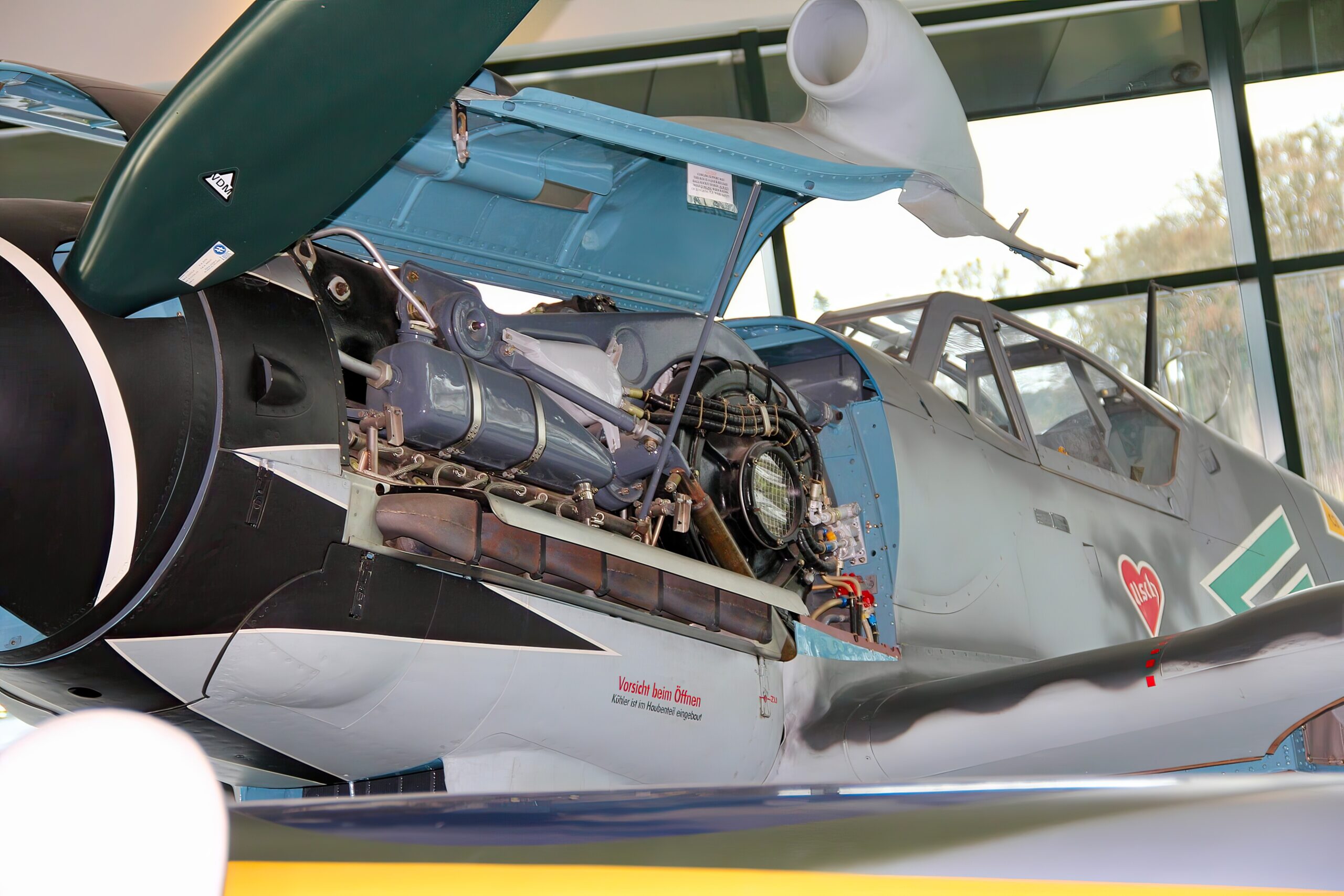 Bf 109 in the Hartmann color scheme on display at the Evergreen Aviation & Space Museum
