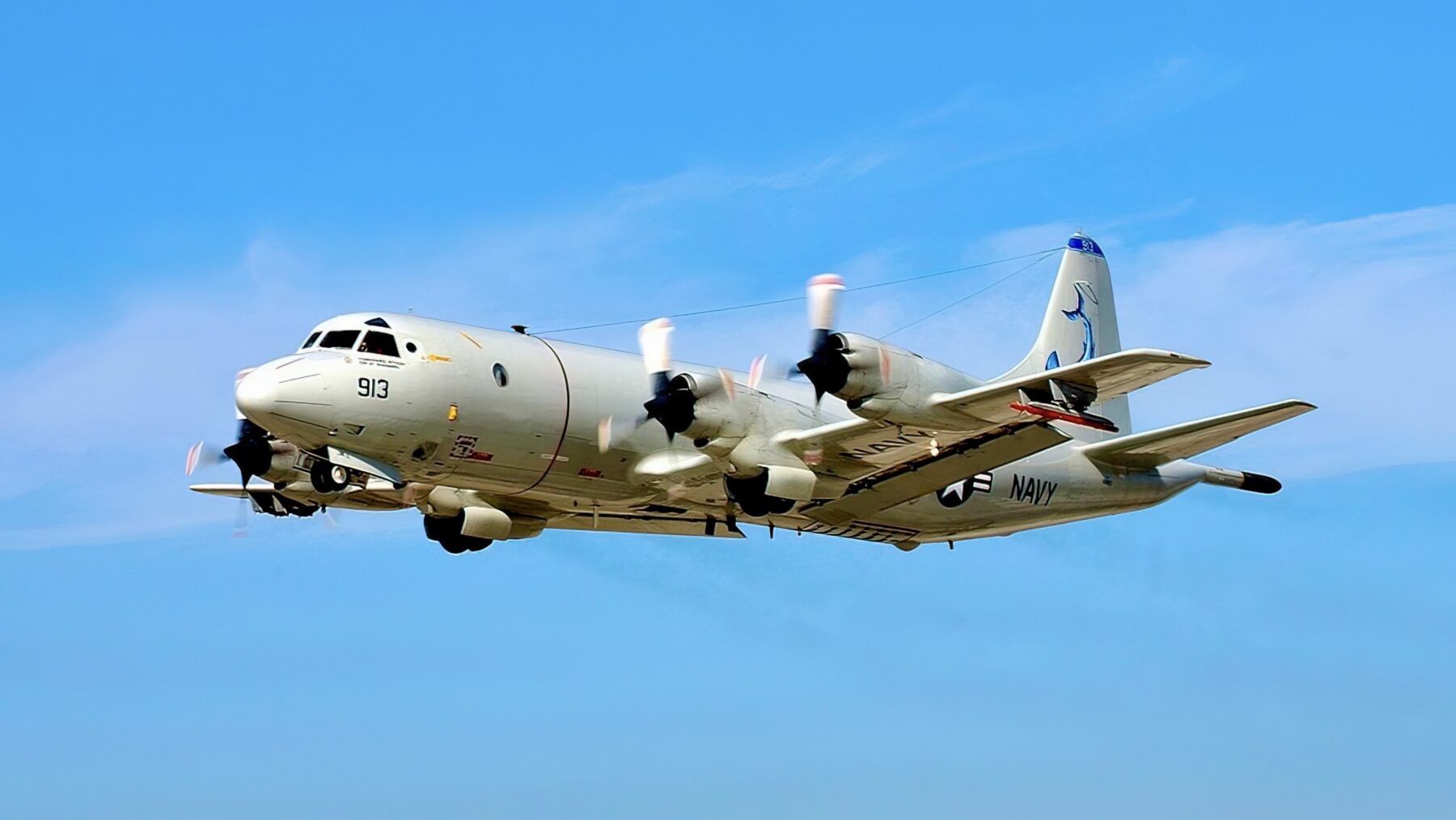 A P-3C "Orion" assigned to the "Fighting Marlins" of Patrol Squadron 40 (VP-40) takes off on a routine training mission