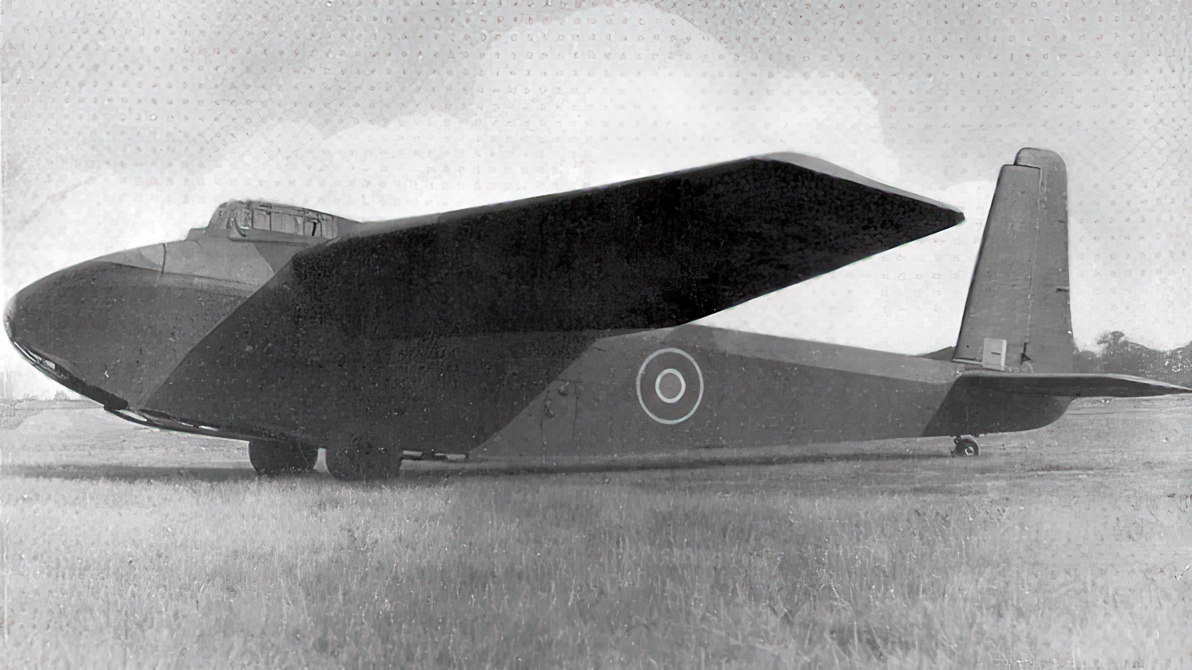 Side view of the imposing General Aircraft GAL49 Hamilcar, the largest Allied glider used in the Second World War