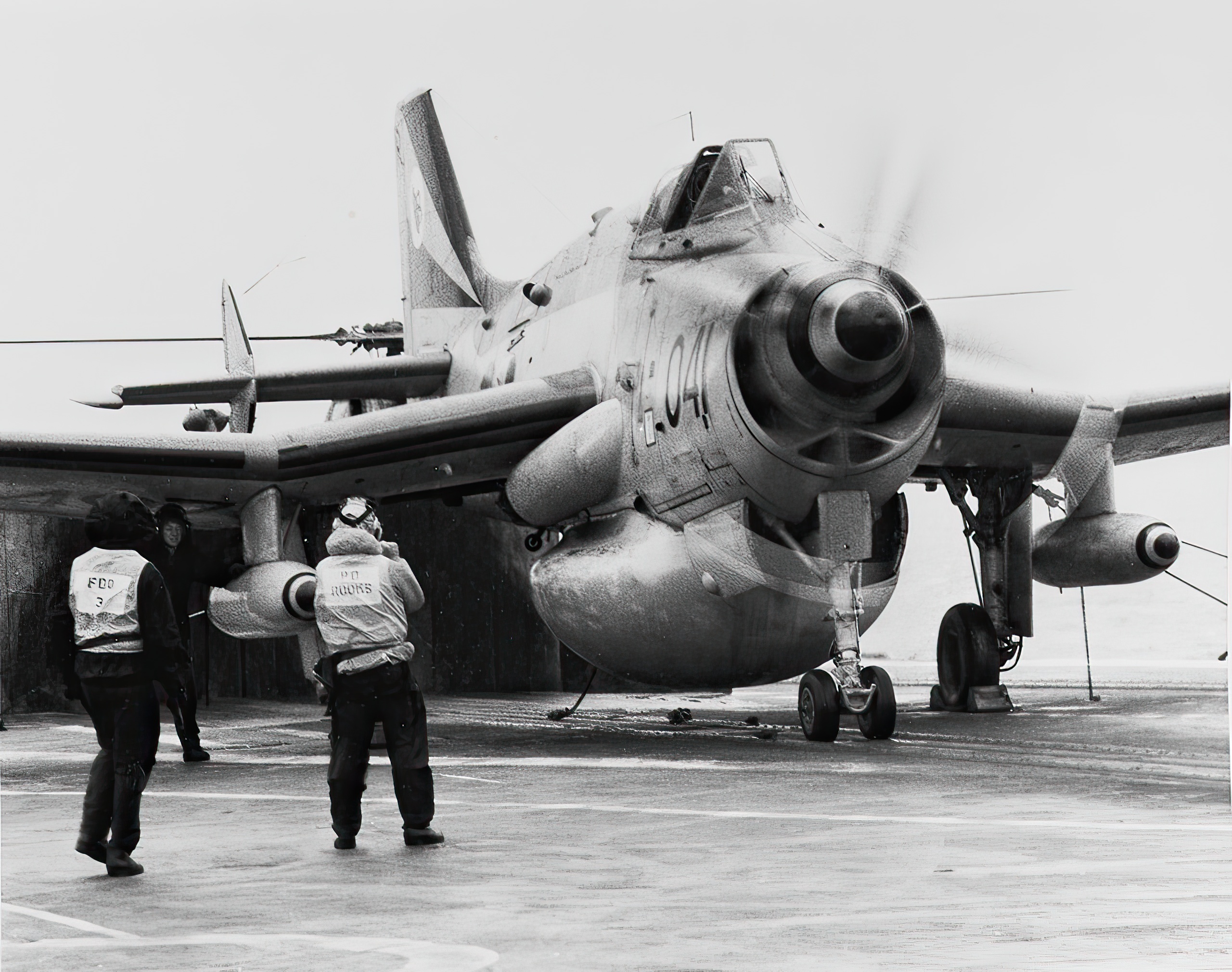 Fairey Gannet AEW-3 (041) On board HMS Ark Royal during exercise Northern Wedding 78, Phase II, in the north Atlantic, 1 September 1978