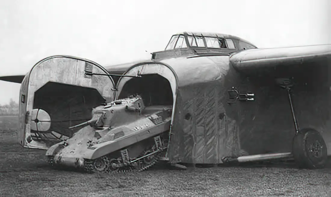 M22 Locust light tank (leaving a Hamilcar glider) 1945