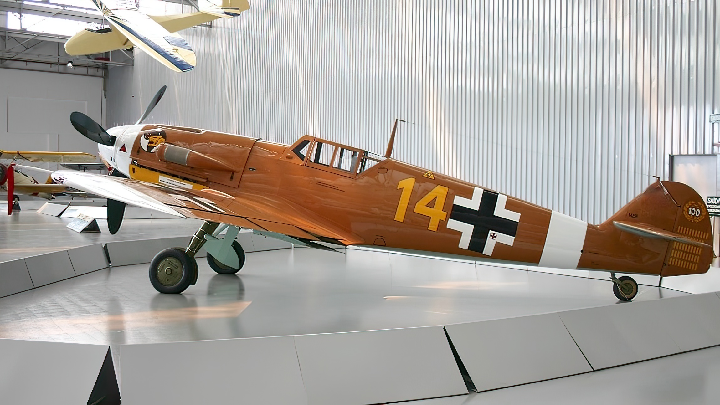 Bf 109 G-2 painted with markings of Marseille's aircraft on display at the Museu TAM in São Carlos, Brazil