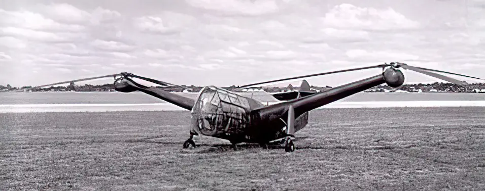 Front view of the Platt-LePage XR-1A helicopter
