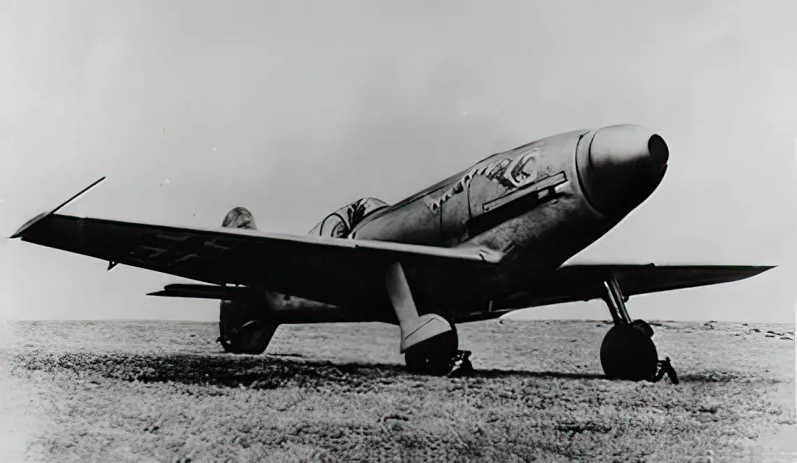 The German Messerschmitt Me 209 V4 (D-IRND, later CE+BW) with fake military markings that had been applied for propaganda purposes