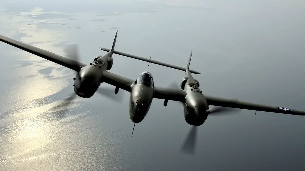 OVER VIRGINA -- Steve Hinton flies "Glacier Girl," a P-38 Lightning dug out from 268 feet of ice in eastern Greenland in 1992. The aircraft was part of a heritage flight during an air show at Langley Air Force Base, Va., on May 21. (U.S. Air Force photo by Tech. Sgt. Ben Bloker)