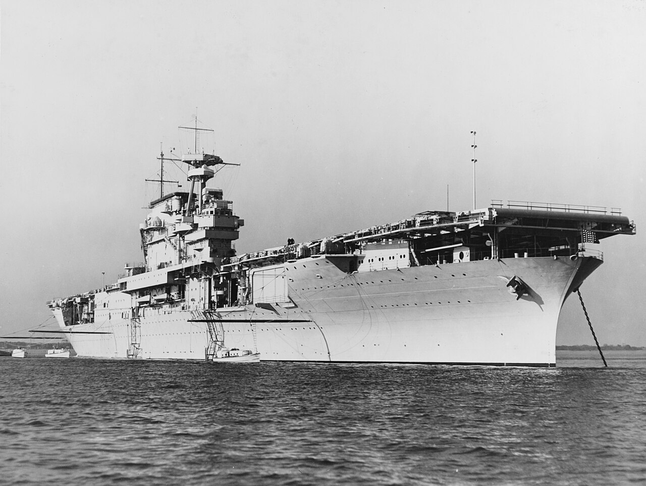 he U.S. Navy aircraft carrier USS Yorktown (CV-5) anchored in Hampton Roads, Virginia (USA), October 30 1937