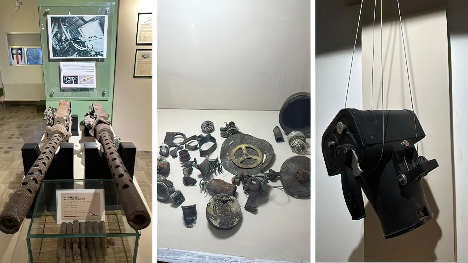 A machine gun, pieces of debris, a camera: some of the recovered artefacts at the newly opened museum
