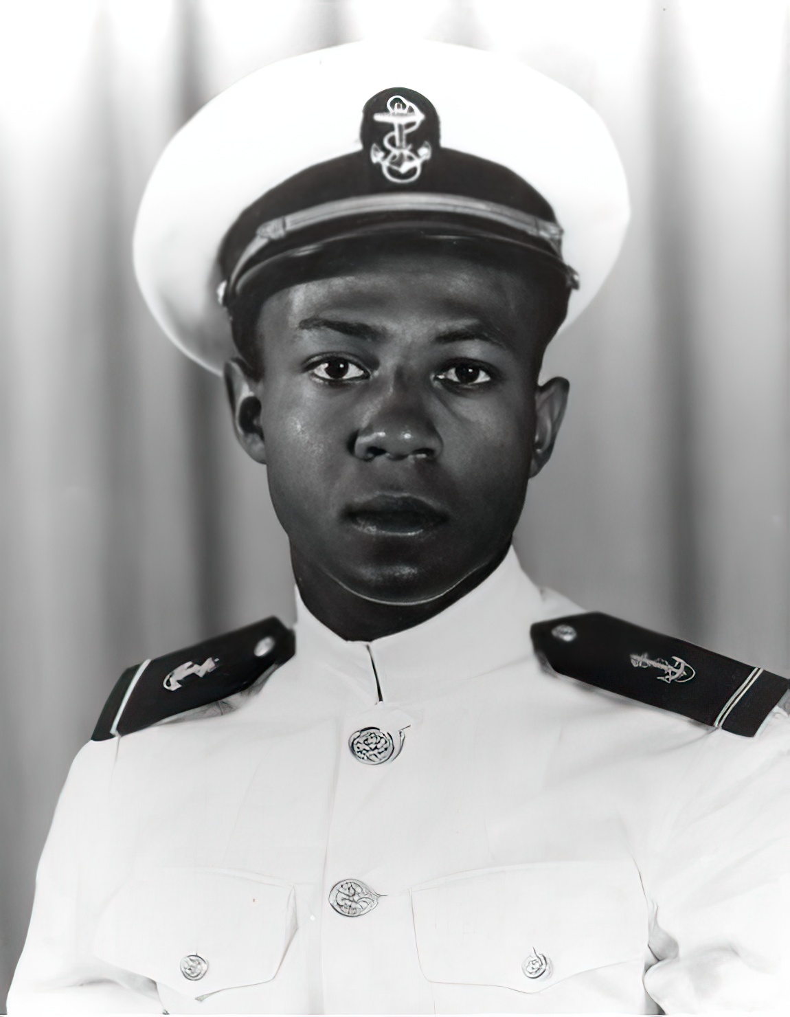 Midshipman Jesse L. Brown, USN Photographed at Naval Air Station, Jacksonville, Florida, October 1948, while serving as a Naval Aviation Cadet