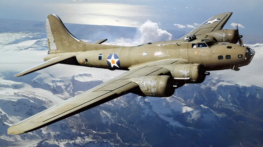 B-17 Flying Fortress over mountains