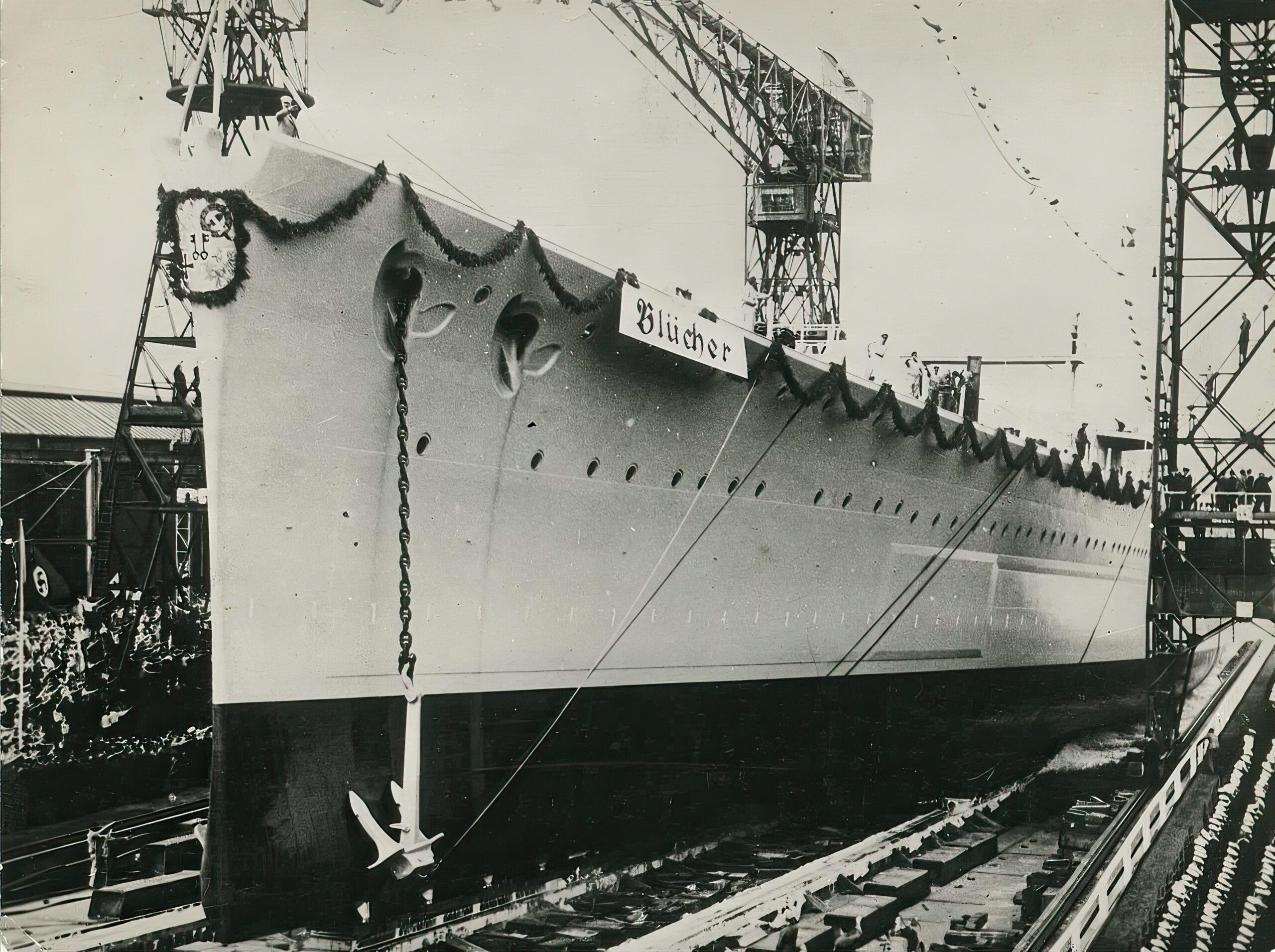 Blücher launching at Kiel, June 8 1937
