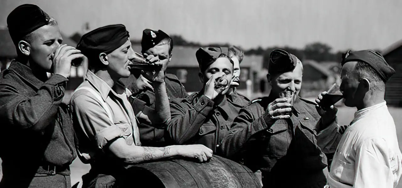 Flight crew enjoying a glass of beer
