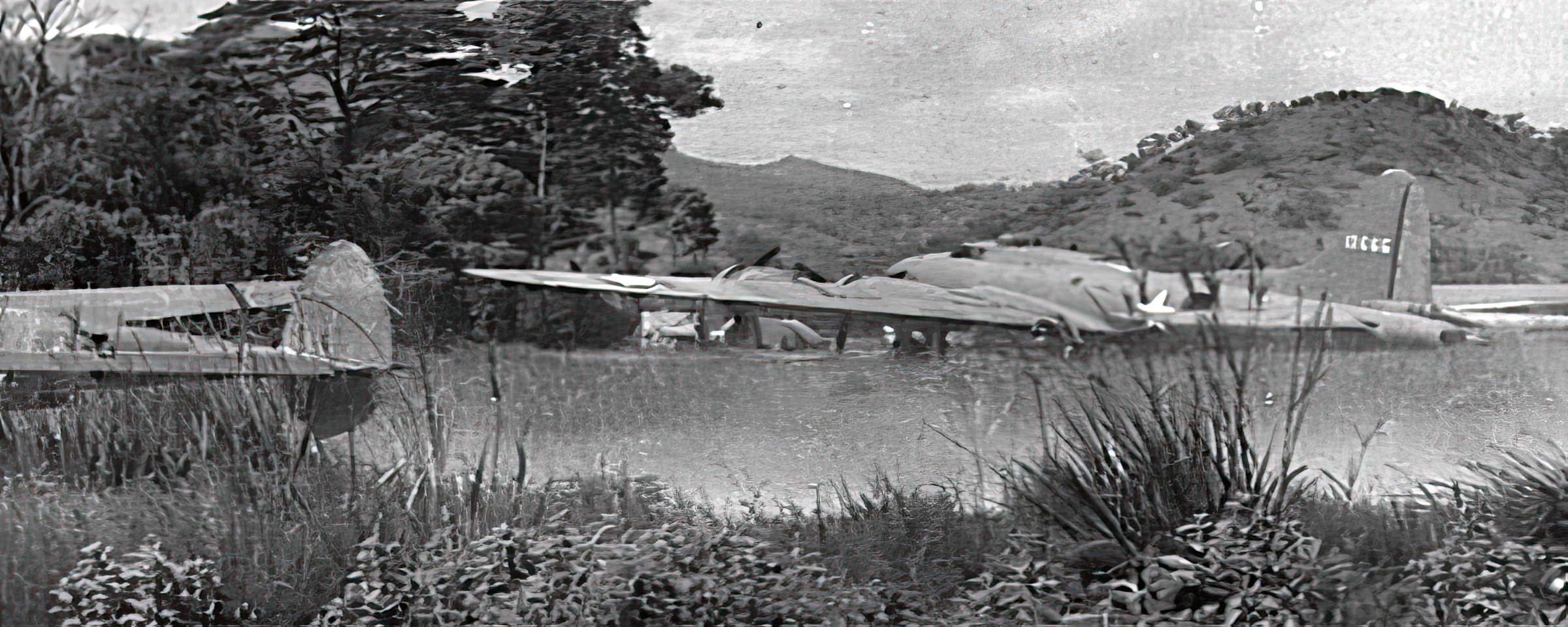 Only known photo of bomber 666. B-17E bomber, "Lucy" 41-2666 parked at parked at 14-Mile Drome (Schwimmer) near Port Moresby, New Guinea. The image appears in the last few seconds of a military film from the 8th Photo Reconnaissance Squadron