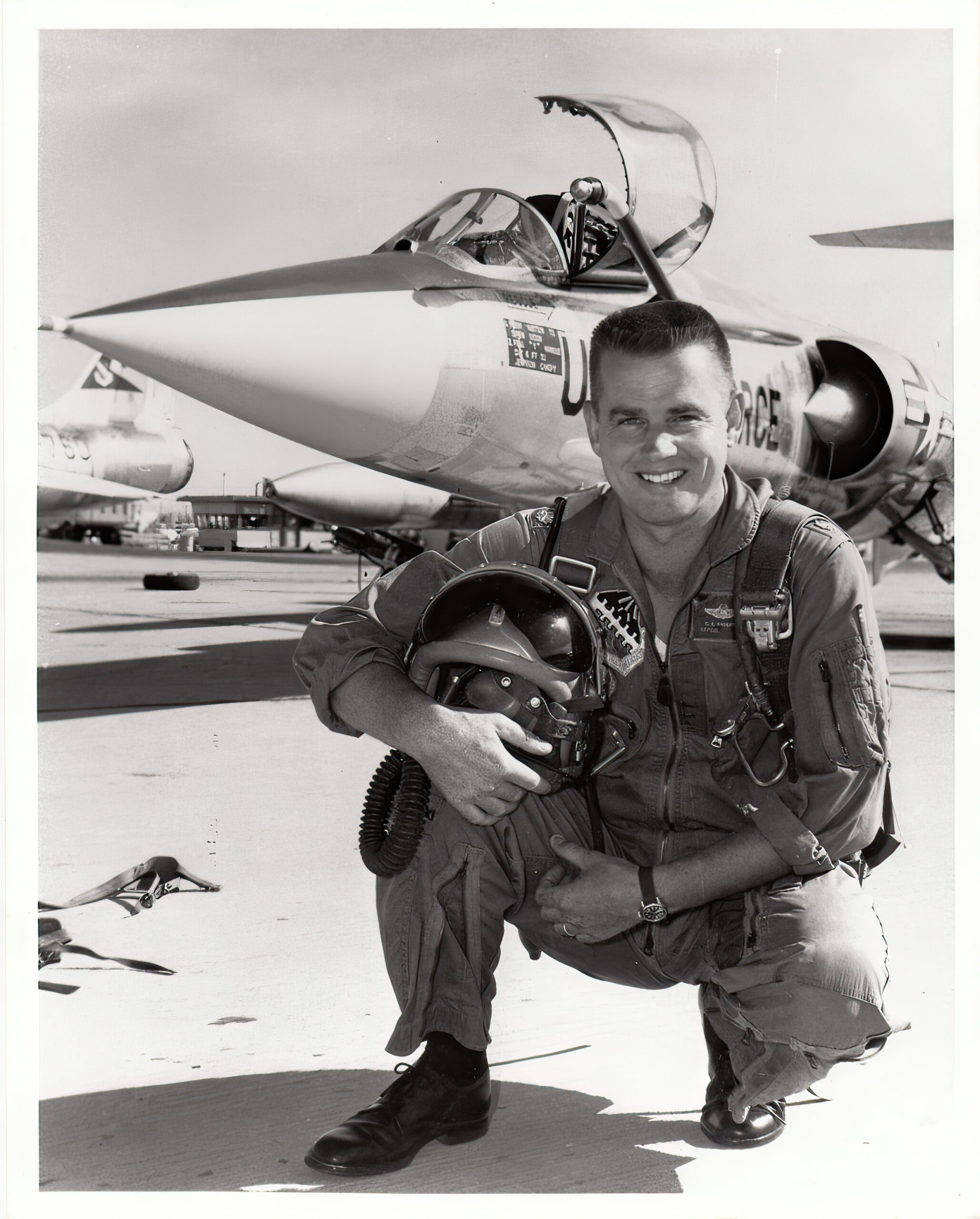 Test Pilot Bud Anderson at Edwards AFB with an F-104