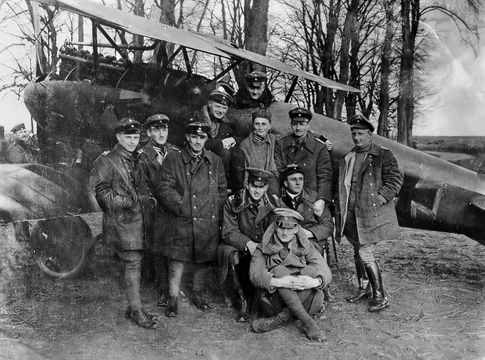 More detailsRichthofen in the cockpit of his famous Rotes Flugzeug ("Red Aircraft") with other members of Jasta 11, including his brother Lothar (sitting, front), 23 April 1917