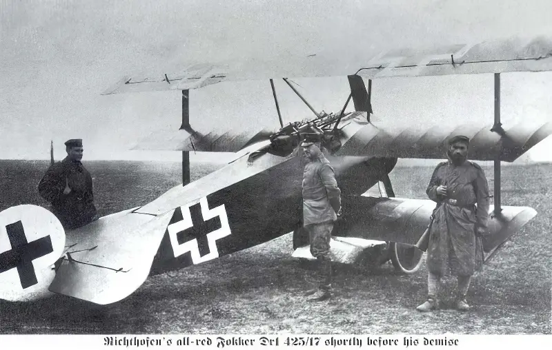 The red Fokker Dr1 of Manfred von Richthofen on the ground
